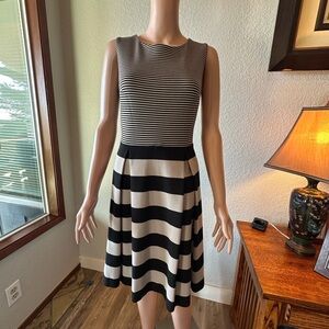 Calvin Klein Black and White pleated Dress, sleeveless NEW!